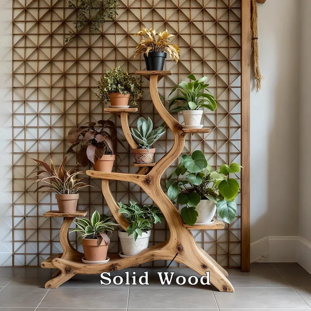 Artistic plant shelf, made of solid wood, home decoration shelf. - Image 2