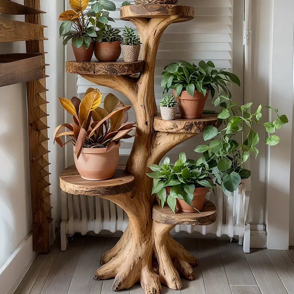 Decorative tree stand for living room, solid wood tree stand. - Image 3