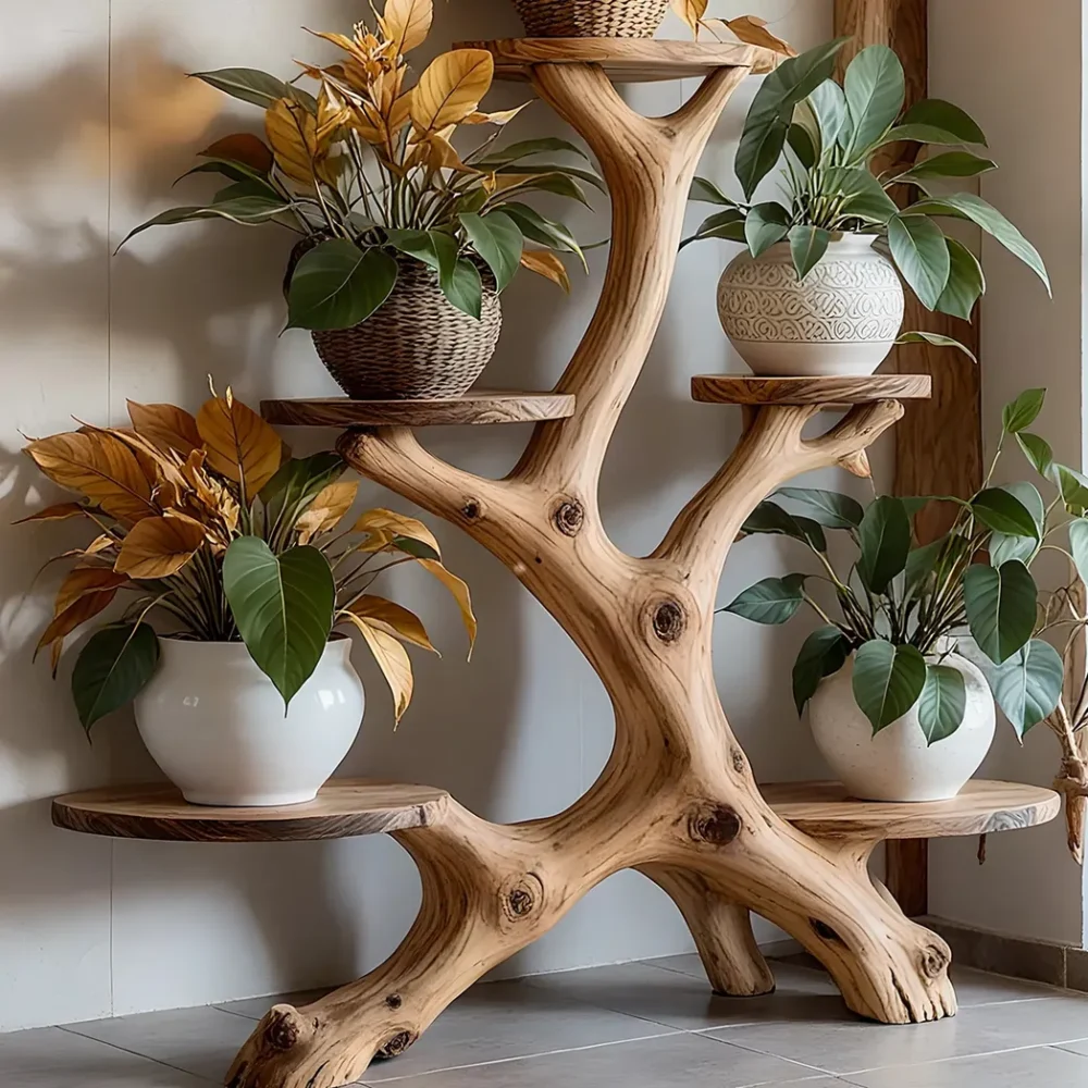 Driftwood ornamental plant stand, indoor ornamental plant holder - Image 3