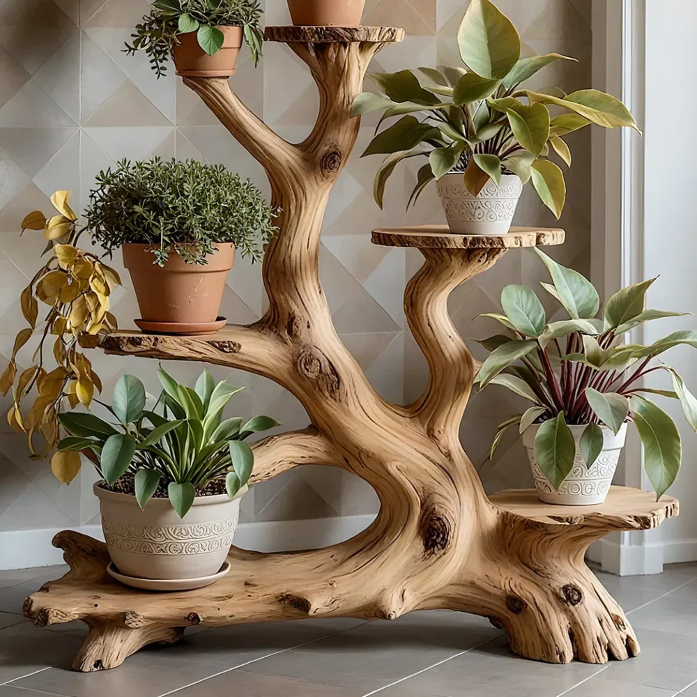 Handmade bonsai shelf, solid wood plant shelf - Image 2