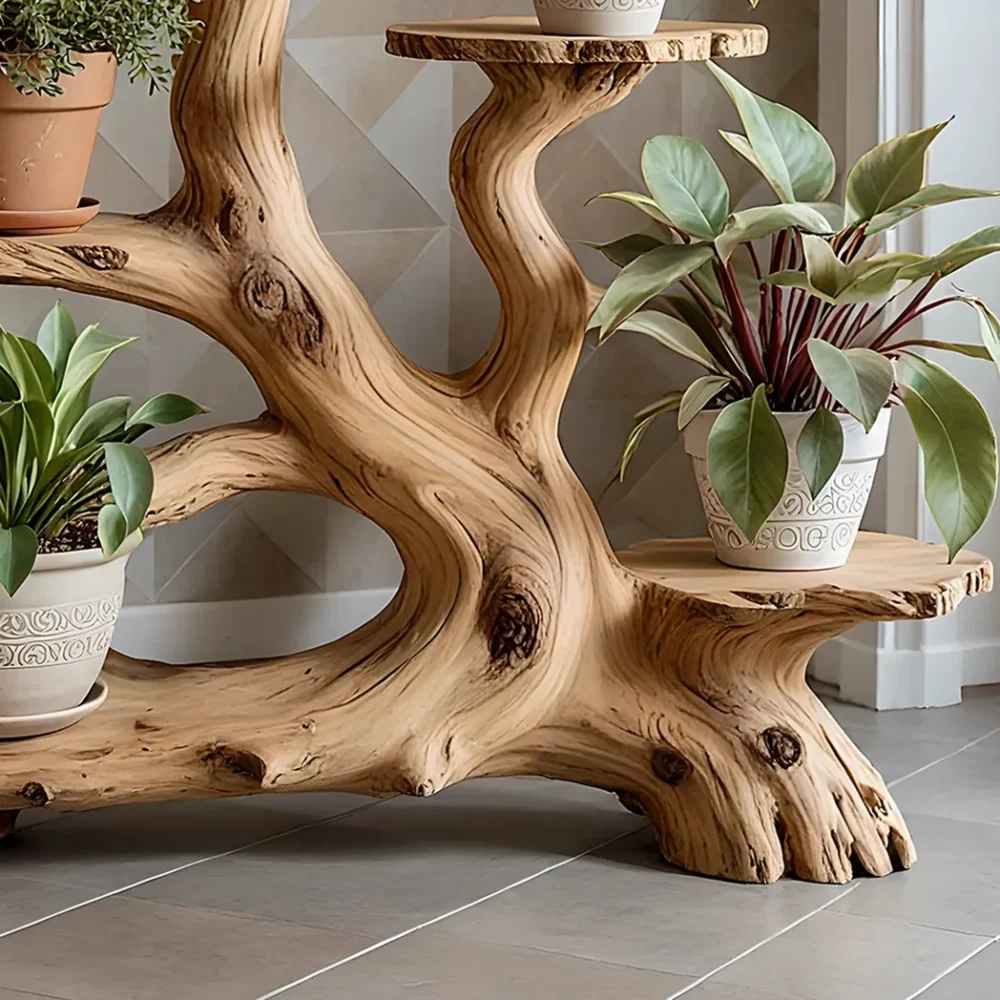Handmade bonsai shelf, solid wood plant shelf - Image 3
