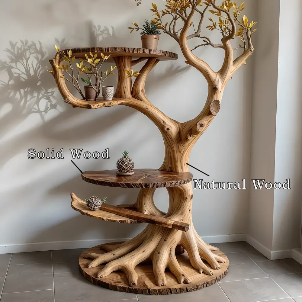Handmade rustic plant stand, handmade solid wood stand, home decoration - Image 2
