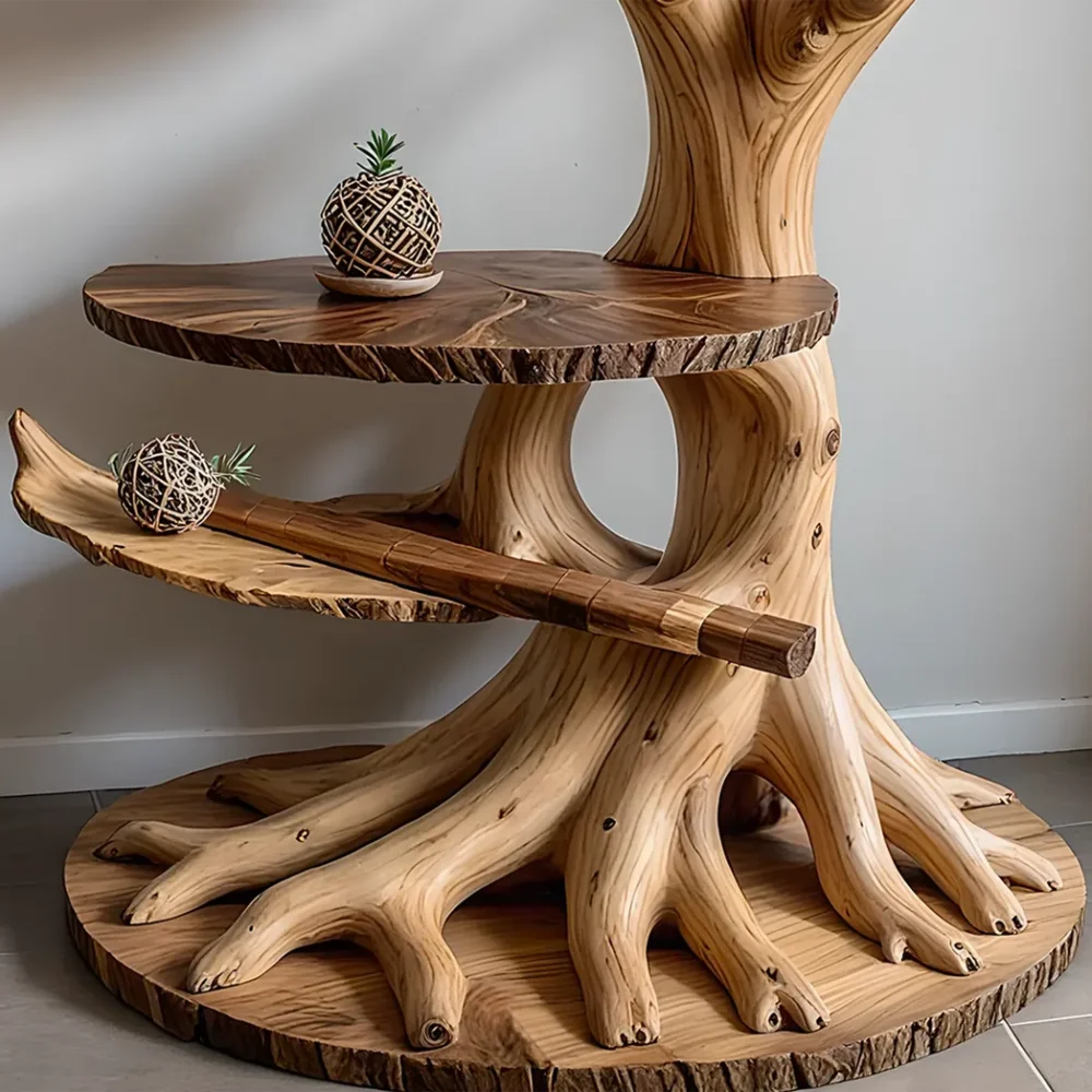 Handmade rustic plant stand, handmade solid wood stand, home decoration - Image 3