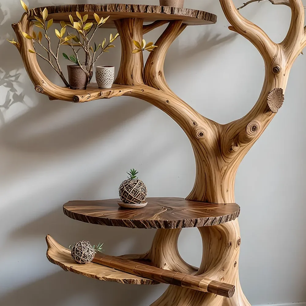 Handmade rustic plant stand, handmade solid wood stand, home decoration - Image 5