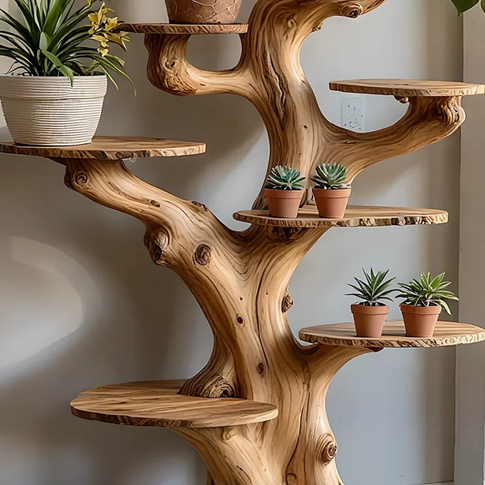 Multi-purpose stand, indoor bonsai stand, handmade tree-shaped stand. - Image 3