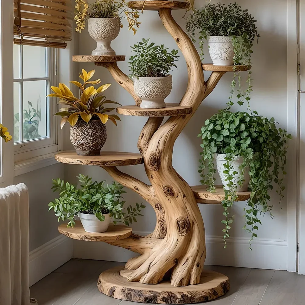 Plant stand, art plant stand, rustic stand. - Image 3