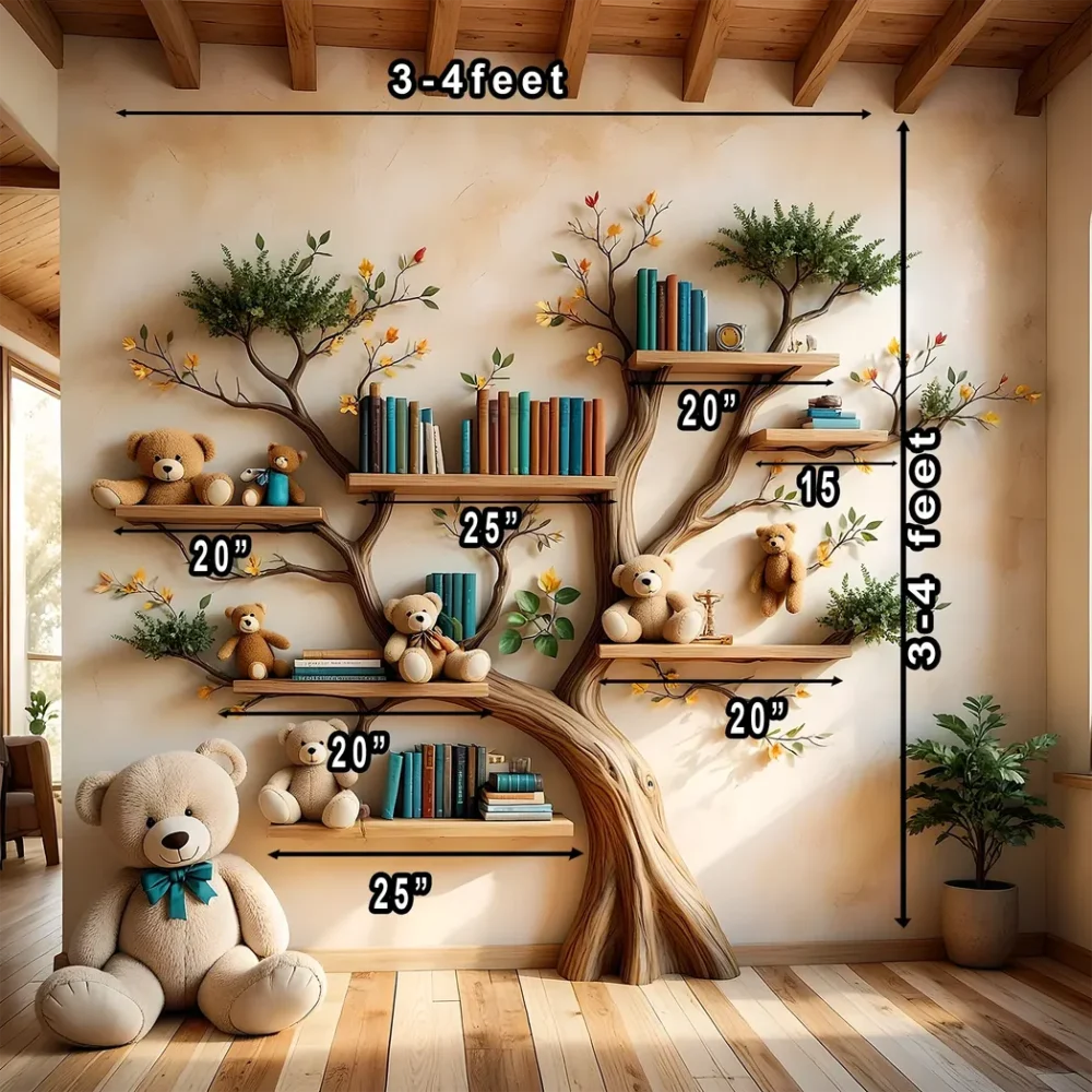 Wooden bookshelf designed in the shape of a tree - Create a joyful study space for children - Image 2