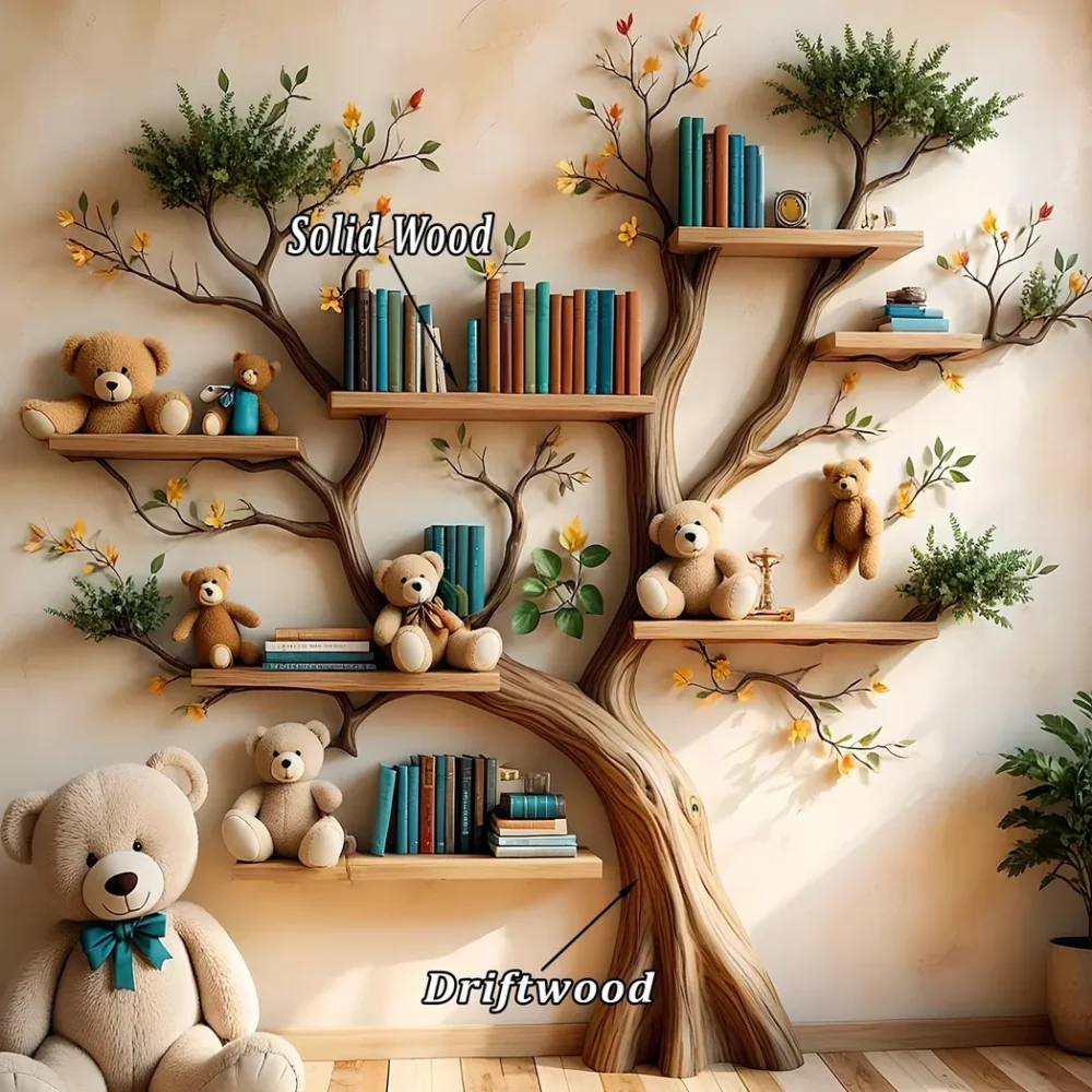 Wooden bookshelf designed in the shape of a tree - Create a joyful study space for children - Image 3