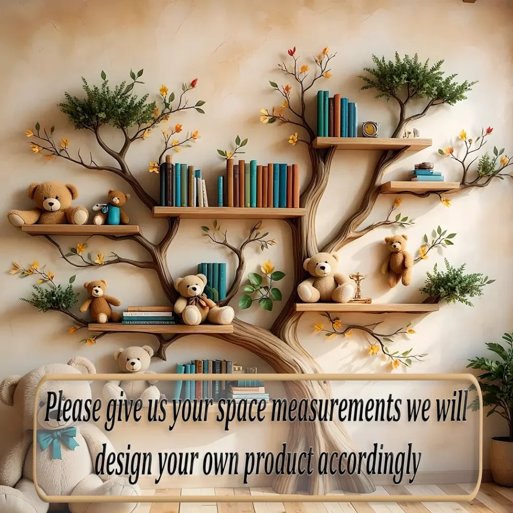 Wooden bookshelf designed in the shape of a tree - Create a joyful study space for children - Image 4