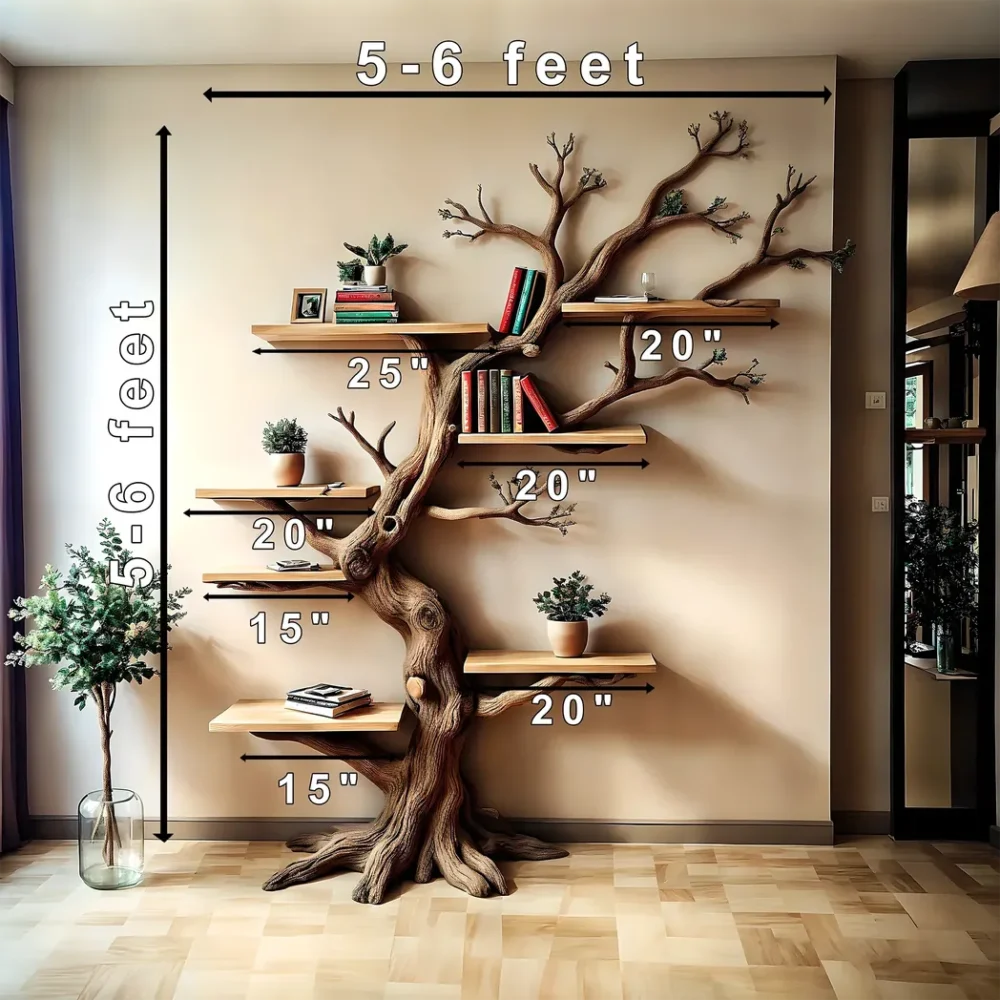 Wooden bookshelf, Natural wood, Children's bookshelf, Decorative library, Farm bookshelf, Preschool bookshelf - Image 4