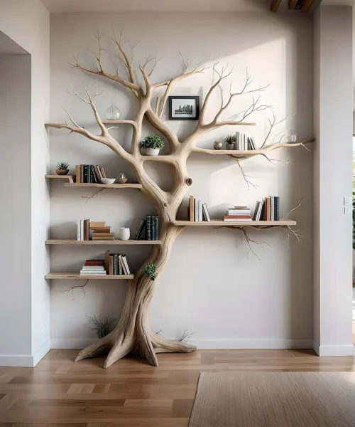 Tree-Shaped Bookshelf Stylish Storage for Books and Decor- Tree branch montessori bookshelf