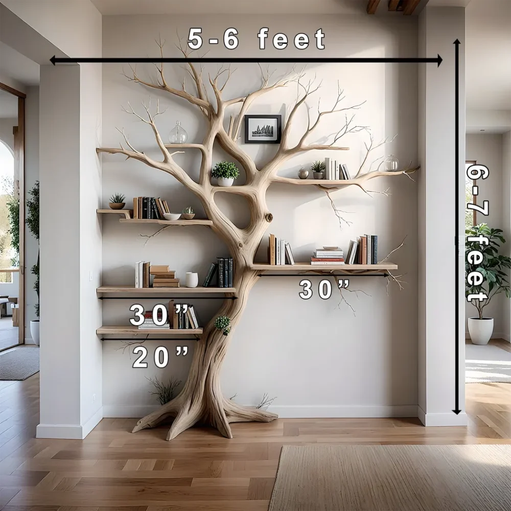 Tree-Shaped Bookshelf Stylish Storage for Books and Decor- Tree branch montessori bookshelf - Image 2