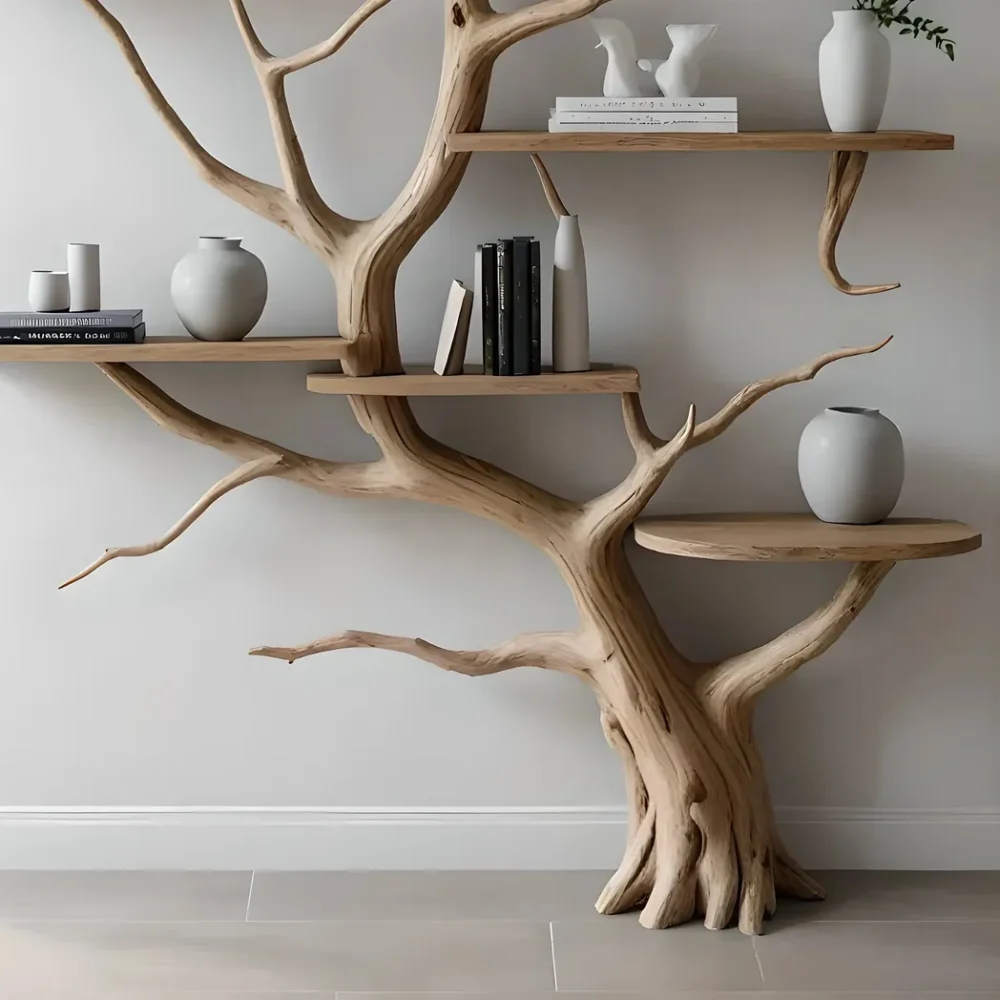 Wooden shelves to decorate the living room. Tree-shaped bookshelf, children's bookshelf - Image 2