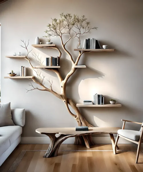 Tree-shaped wooden bookcases, children's bookcases, library bookcases