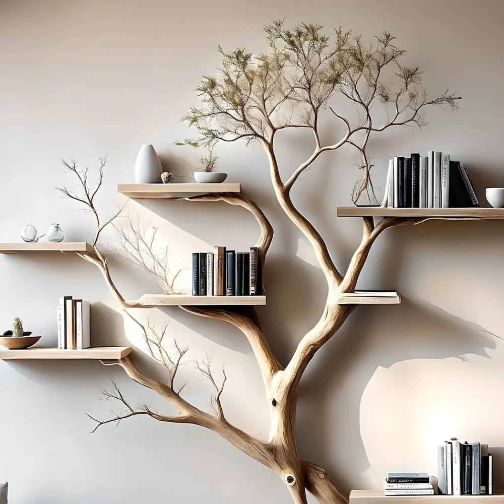 Tree-shaped wooden bookcases, children's bookcases, library bookcases - Image 4