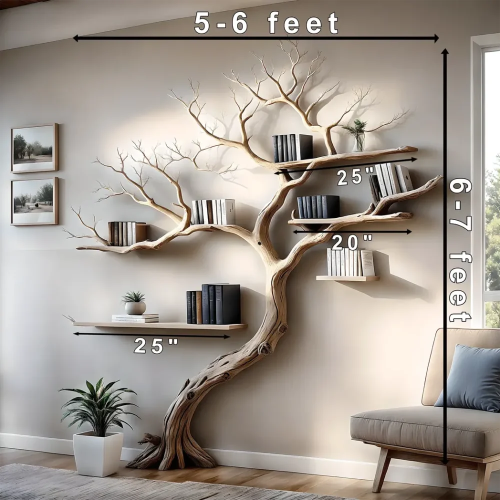 Wall-mounted decorative bookshelves, tree-shaped bookshelves - Image 3