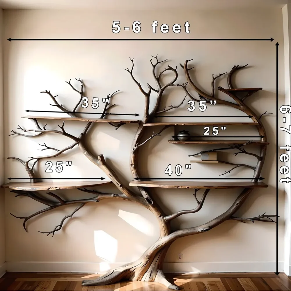 Wall-mounted bookshelf shaped like a natural tree - Image 2
