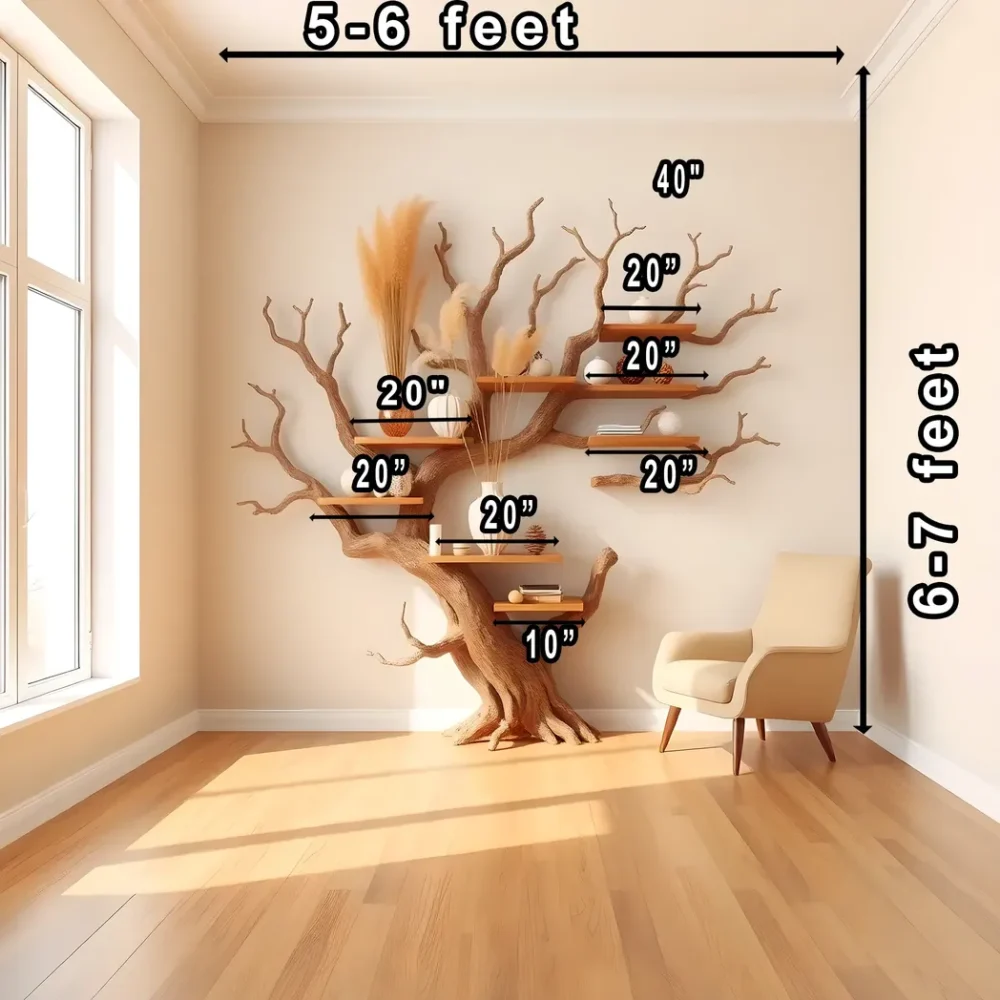 Tree shaped bookshelf, natural wood bookshelf, 100% handmade bookshelf. - Image 2