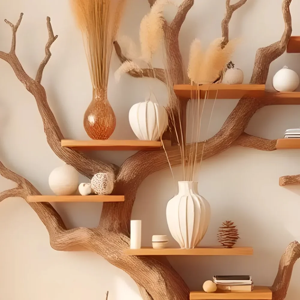 Tree shaped bookshelf, natural wood bookshelf, 100% handmade bookshelf. - Image 3