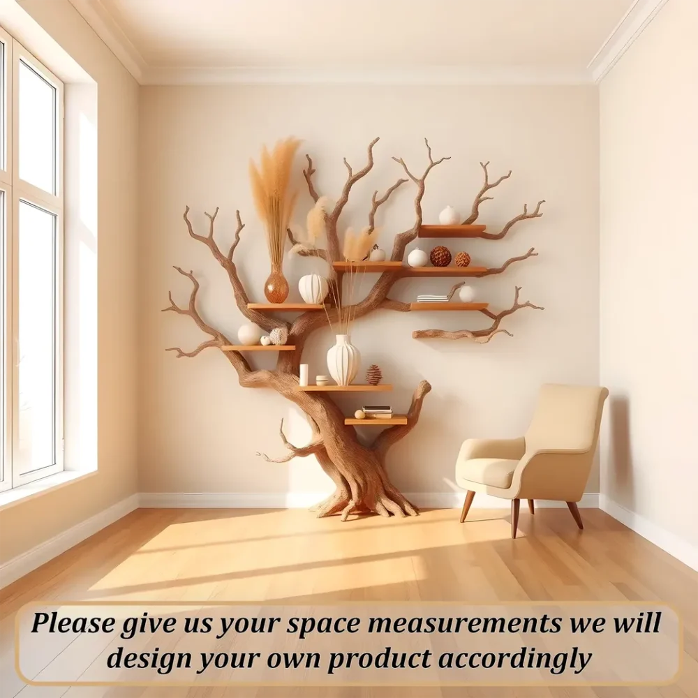 Tree shaped bookshelf, natural wood bookshelf, 100% handmade bookshelf. - Image 4