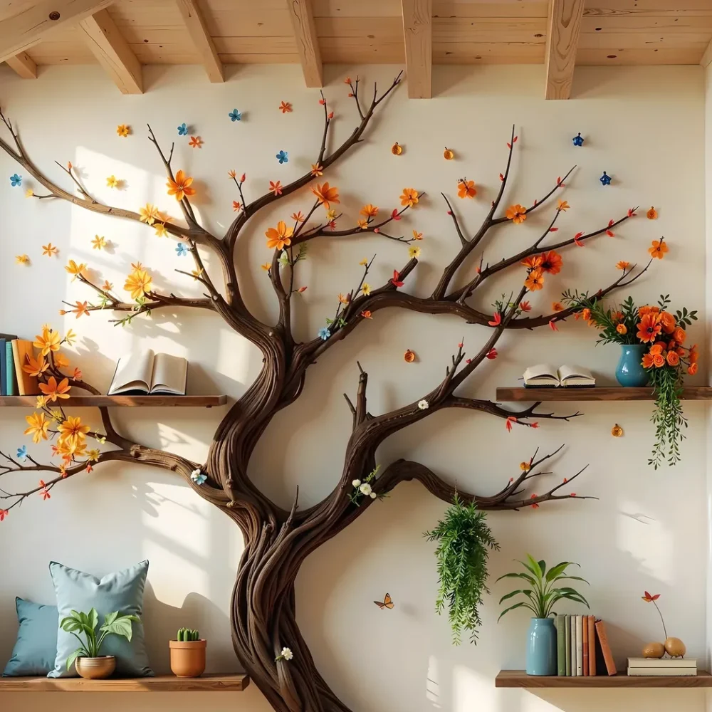 Wooden Tree Branch Bookshelf Handmade with Rustic Charm . - Image 2