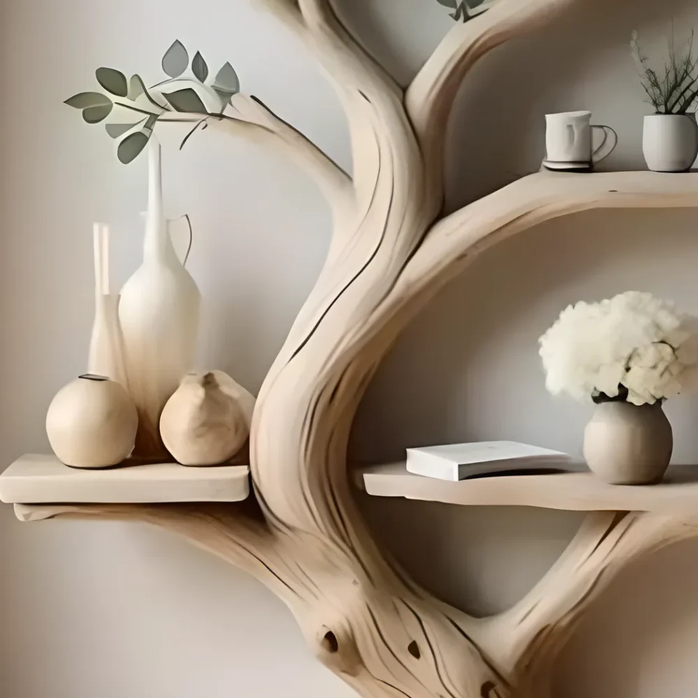 Wooden wall decoration shelves, artistic tree branch images - Image 3