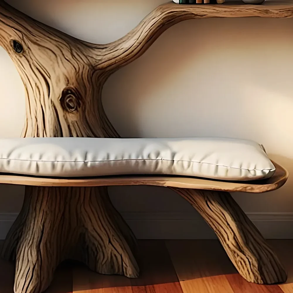 Tree shaped bookshelf made from driftwood and solid wood - Image 5