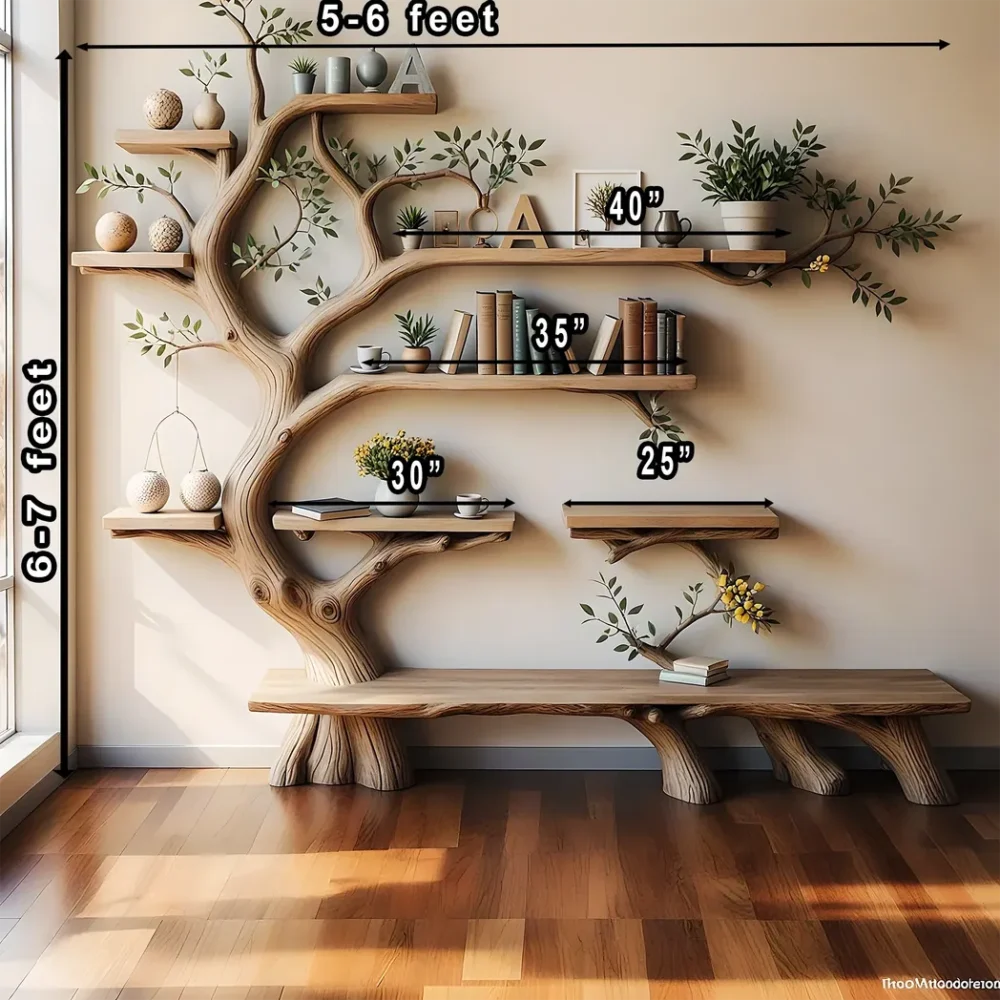 Tree shaped bookshelf with modern reading pedestal design - Image 2