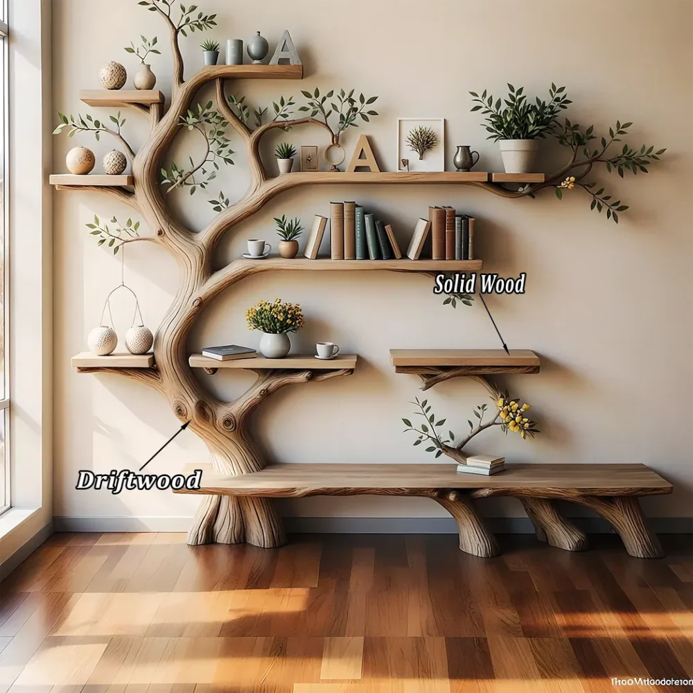 Tree shaped bookshelf with modern reading pedestal design - Image 3