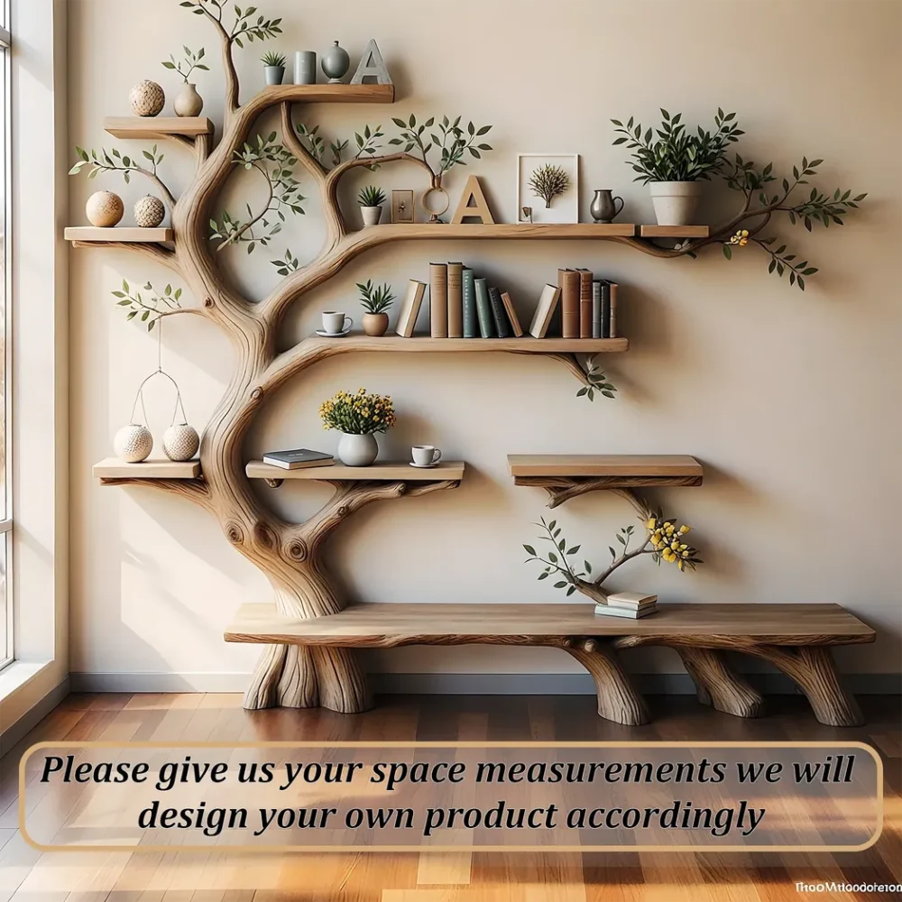 Tree shaped bookshelf with modern reading pedestal design - Image 4