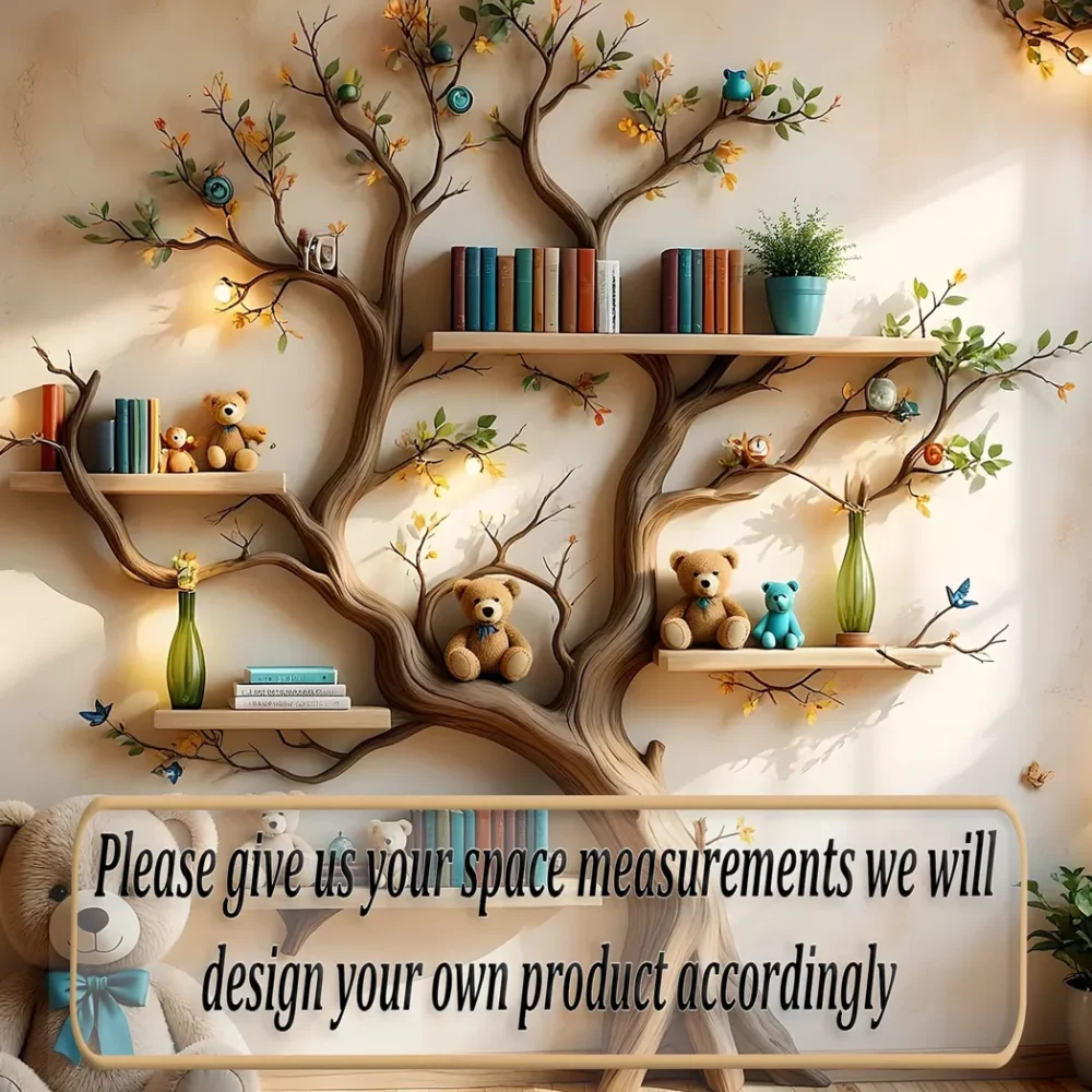 Wall-mounted bookshelf for children - Creative furniture made of natural wood - Image 4