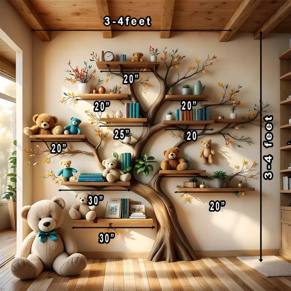 Wall-mounted wooden bookshelf for children - Enhance the aesthetics of the study space - Image 2