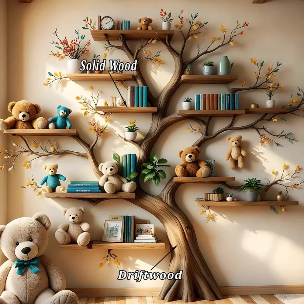 Wall-mounted wooden bookshelf for children - Enhance the aesthetics of the study space - Image 3
