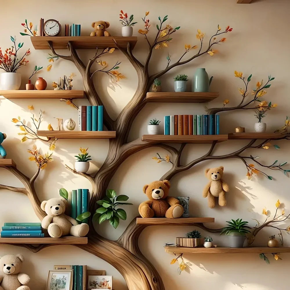 Wall-mounted wooden bookshelf for children - Enhance the aesthetics of the study space - Image 5