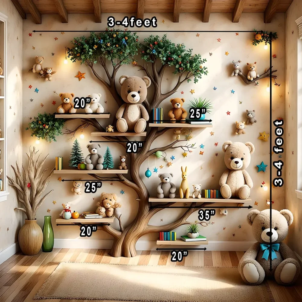 Wall-mounted bookshelf for children - Creative furniture made of natural wood - Image 2