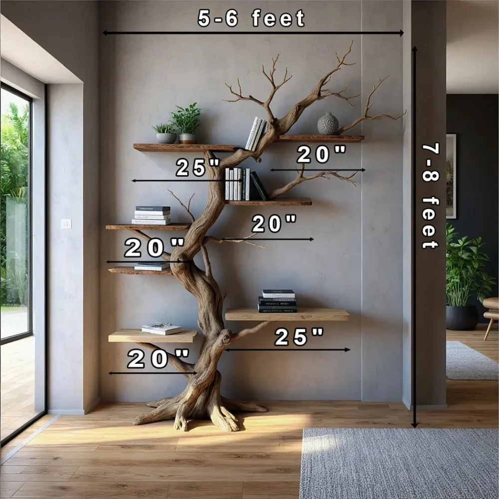 Solid wood tree wall hanging tree branch coat rack rustic art home decor - Image 2