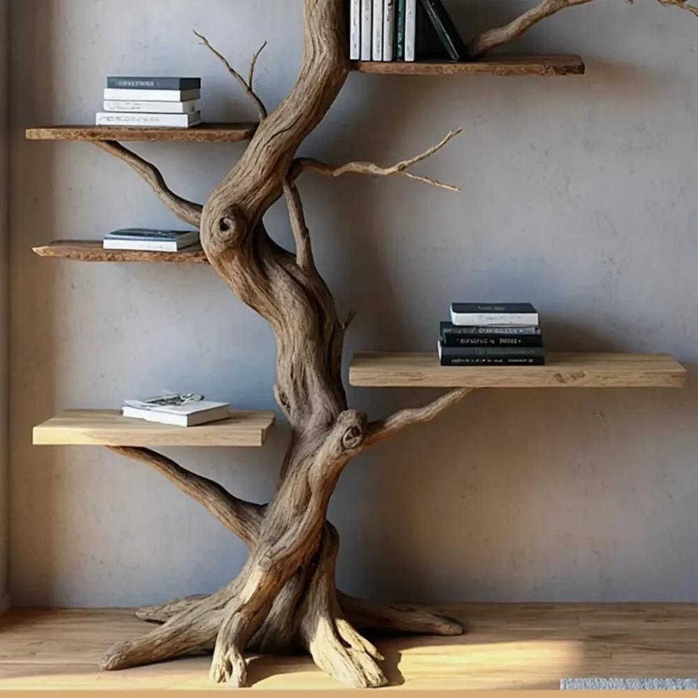 Solid wood tree wall hanging tree branch coat rack rustic art home decor - Image 3