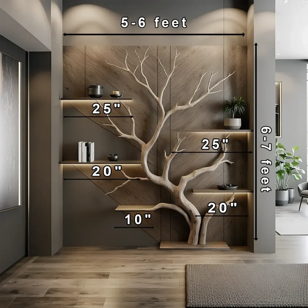 Tree branch bookshelf custom size shelf solid wood live edge floating corner wall shelf unique bookcase housewarming gift - Image 2