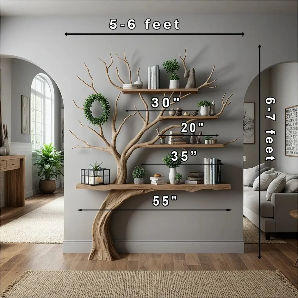 Tree branch montessori bookshelf mid century bookcase wall mount bookshelf corner bookshelf - Image 2