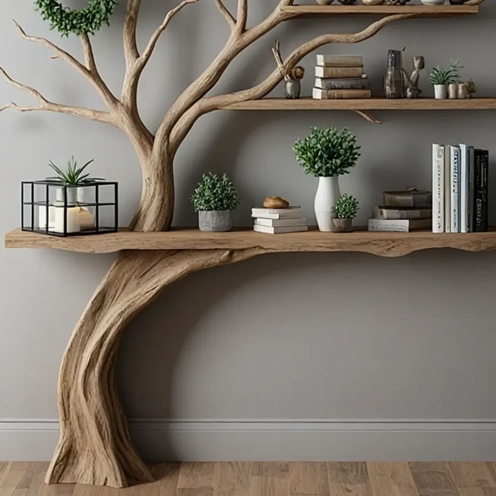 Tree branch montessori bookshelf mid century bookcase wall mount bookshelf corner bookshelf - Image 3