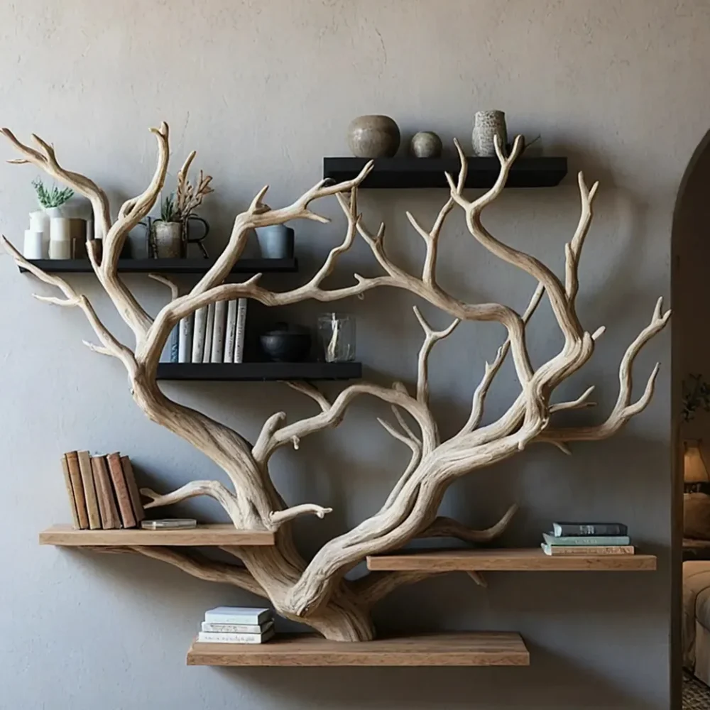 Tree branch bookshelf solid wood christmas tree bookcase mid century bookcase nursery bookshelf christmas gifts. - Image 3