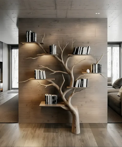 Tree Decorative Bookshelf Carved Embossed Wall Mounted Bookshelf Solid Wood Driftwood Branch Wall Shelf Art Christmas gift