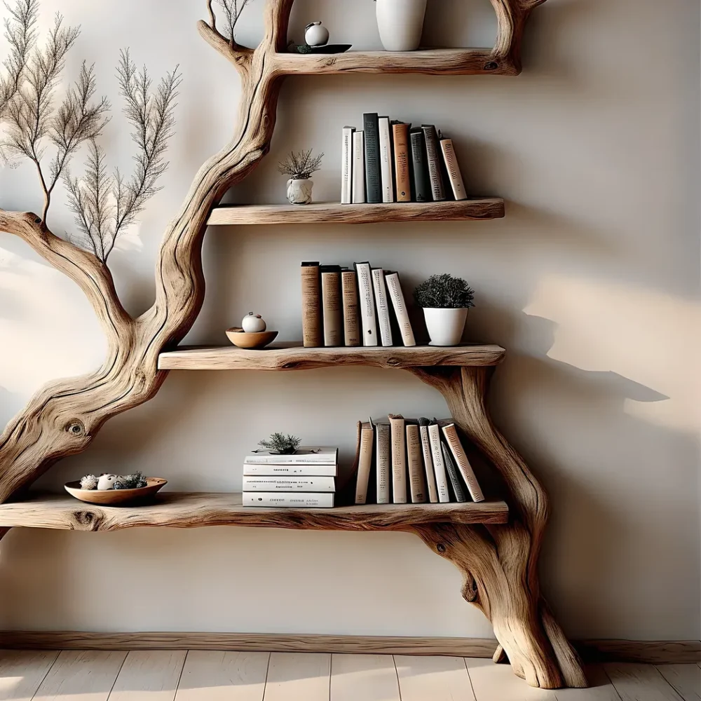 Tree branch bookshelves, handmade furniture, floating bookshelves, bookshelves, living room, children's room bookshelves - Image 2
