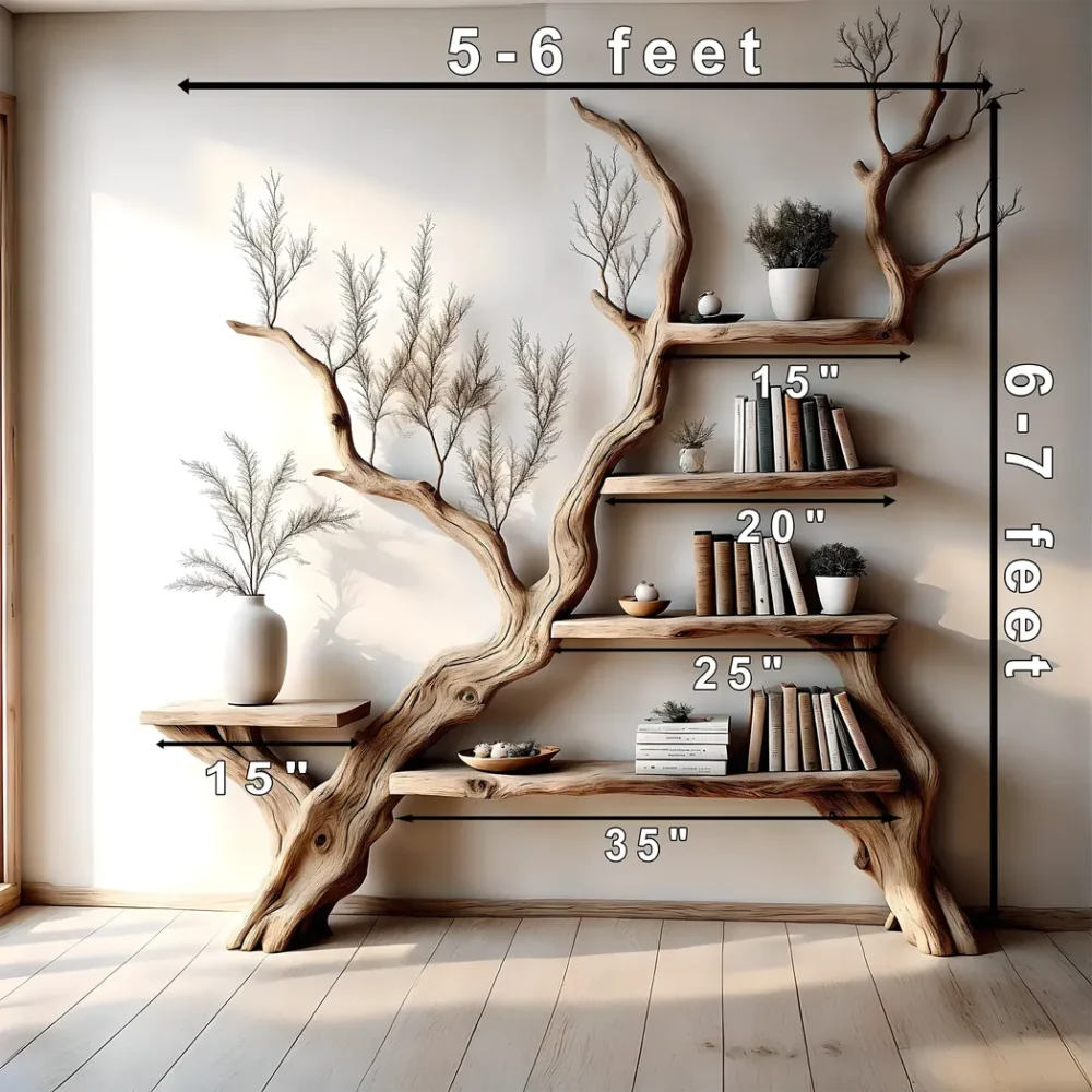 Tree branch bookshelves, handmade furniture, floating bookshelves, bookshelves, living room, children's room bookshelves - Image 3