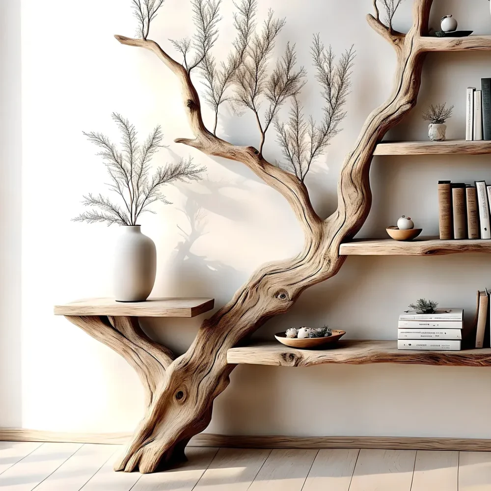 Tree branch bookshelves, handmade furniture, floating bookshelves, bookshelves, living room, children's room bookshelves - Image 4
