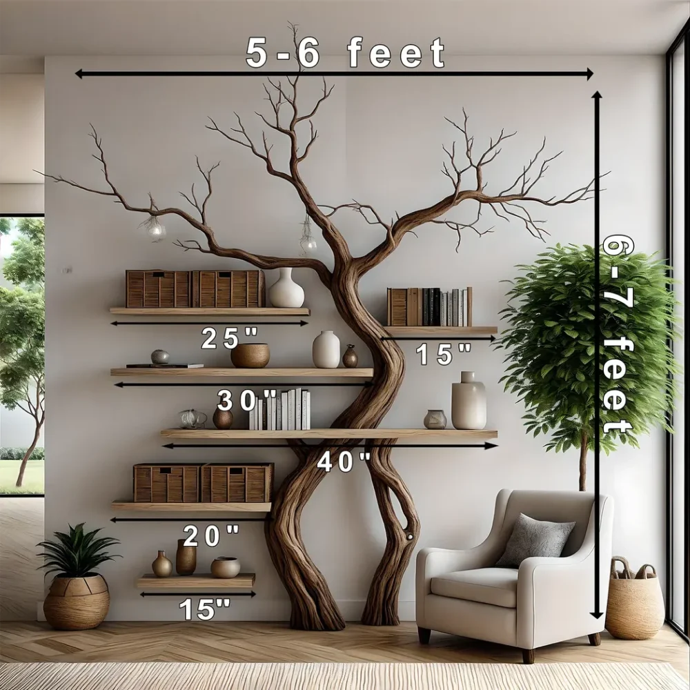 Tree branch bookshelf, handmade items, floating bookshelf, bookshelf - Image 3