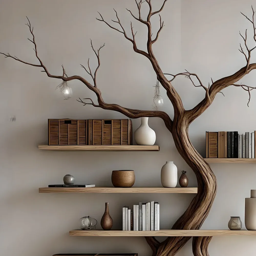 Tree branch bookshelf, handmade items, floating bookshelf, bookshelf - Image 5