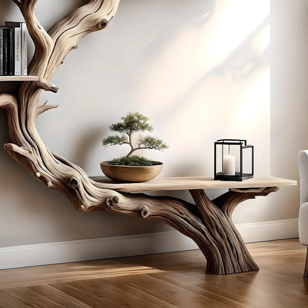 Tree branch bookshelf, handmade items, floating bookshelf, bookshelf, living room, bookshelf - Image 2