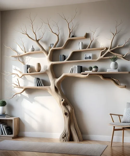 Tree branch bookshelf solid wood christmas tree bookcase mid century bookcase nursery bookshelf christmas gifts.