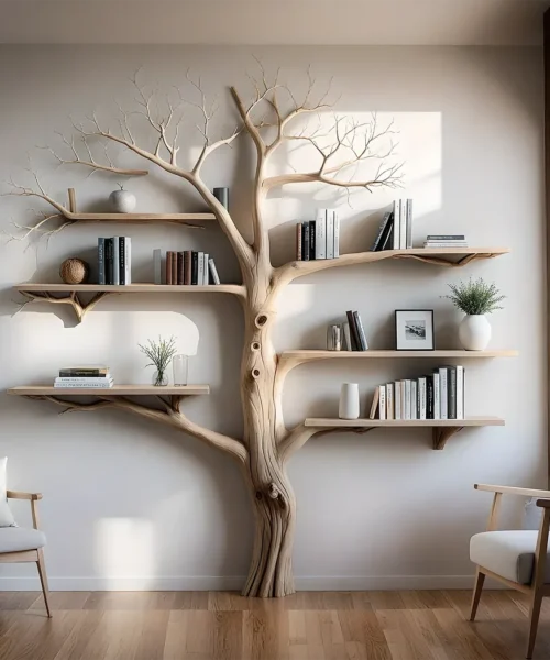Solid wood tree wall hanging tree branch coat rack rustic art home decor